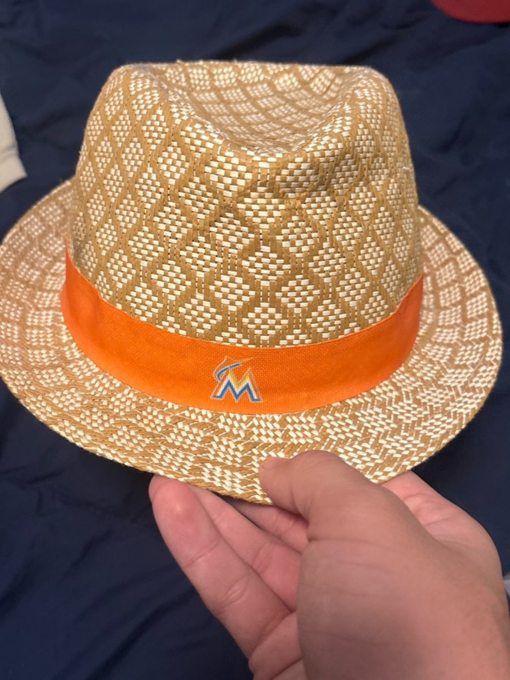 MLB Miami Marlins Tan Straw Fedora with Orange Band